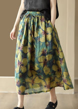 Load image into Gallery viewer, Art Yellow Wrinkled Pockets Patchwork Linen Skirts Summer