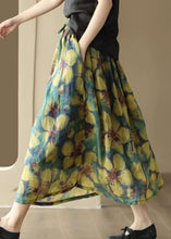 Load image into Gallery viewer, Art Yellow Wrinkled Pockets Patchwork Linen Skirts Summer