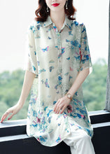 Load image into Gallery viewer, Beautiful Apricot Peter Pan Collar Butterfly Print Chiffon Shirts Top Summer