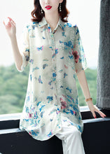 Load image into Gallery viewer, Beautiful Apricot Peter Pan Collar Butterfly Print Chiffon Shirts Top Summer