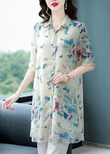 Load image into Gallery viewer, Beautiful Apricot Peter Pan Collar Butterfly Print Chiffon Shirts Top Summer