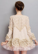 Load image into Gallery viewer, Beautiful Beige O-Neck Tulle Patchwork Applique Mink Velvet Coats Spring