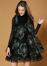 Load image into Gallery viewer, Beautiful Black Turtle Neck Embroideried Organza Two-Piece Set Spring