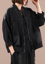 Load image into Gallery viewer, Beautiful Blue Denim Zippered Pockets Fall Coat Long Sleeve