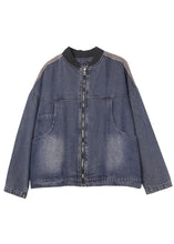 Load image into Gallery viewer, Beautiful Blue Denim Zippered Pockets Fall Coat Long Sleeve