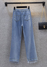 Load image into Gallery viewer, Beautiful Blue Lace Patchwork High Waist Wide Leg Jeans Summer