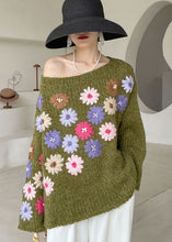 Load image into Gallery viewer, Beautiful Green Embroideried Floral Knit sweaters Winter