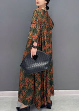 Load image into Gallery viewer, Beautiful Green O Neck Print Patchwork Cotton Maxi Dresses Spring