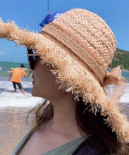 Load image into Gallery viewer, Beautiful Khaki Bow UPF 50+ Straw Woven Floppy Sun Hat