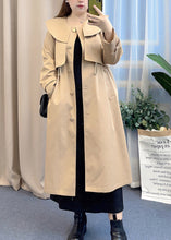 Load image into Gallery viewer, Beautiful Khaki Peter Pan Collar Drawstring Cotton Trench Fall