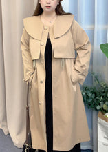 Load image into Gallery viewer, Beautiful Khaki Peter Pan Collar Drawstring Cotton Trench Fall