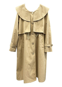 Beautiful Khaki Peter Pan Collar Drawstring Cotton Trench Fall