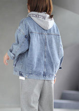 Load image into Gallery viewer, Beautiful Light Denim hooded Pockets Button Fall Long sleeve Coat