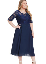 Load image into Gallery viewer, Beautiful Navy Blue Lace Patchwork Chiffon Maxi Dresses Summer