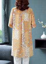 Load image into Gallery viewer, Beautiful Orange Peter Pan Collar Print Button Chiffon Blouse Top Half Sleeve