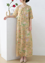 Load image into Gallery viewer, Beautiful Pink Print Oriental asymmetrical Design Summer Ramie Long Dresses