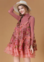 Load image into Gallery viewer, Beautiful Pink Turtle Neck Embroideried Organza Two Pieces Set Spring