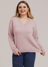 Load image into Gallery viewer, Beautiful Pink V Neck thick Knit Sweater Long Sleeve