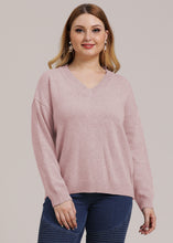 Load image into Gallery viewer, Beautiful Pink V Neck thick Knit Sweater Long Sleeve