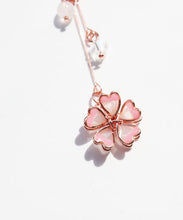 Load image into Gallery viewer, Beautiful Pink Water Drops And Cherry Blossoms Crystal Asymmetrical Design Drop Earrings