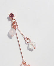 Load image into Gallery viewer, Beautiful Pink Water Drops And Cherry Blossoms Crystal Asymmetrical Design Drop Earrings