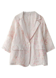 Beautiful Print Pockets Summer Ramie Coat