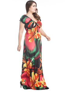 Beautiful Print Wrinkled Ice Silk Maxi Beach Dresses Summer