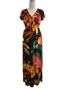 Beautiful Print Wrinkled Ice Silk Maxi Beach Dresses Summer