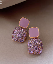 Load image into Gallery viewer, Beautiful Purple Metal Gem Stone Stud Earrings