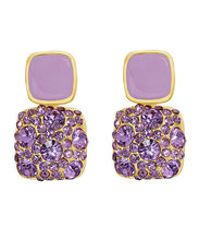 Load image into Gallery viewer, Beautiful Purple Metal Gem Stone Stud Earrings