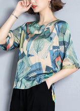 Load image into Gallery viewer, Beautiful Red Print Oversized Low High Design Silk Top Summer