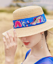 Load image into Gallery viewer, Beautiful Rose Embroideried Straw Woven Beach Floppy Sun Hat