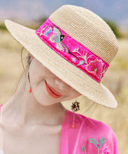 Load image into Gallery viewer, Beautiful Rose Embroideried Straw Woven Beach Floppy Sun Hat