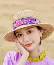 Load image into Gallery viewer, Beautiful Rose Embroideried Straw Woven Beach Floppy Sun Hat