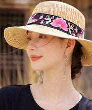 Load image into Gallery viewer, Beautiful Rose Embroideried Straw Woven Beach Floppy Sun Hat