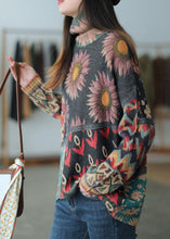 Load image into Gallery viewer, Beautiful Turtle Neck Print Mink Hair Knitted Sweater Tops Winter