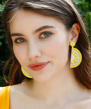 Load image into Gallery viewer, Beautiful Yellow Hand Woven Rice Ball Lemon Drop Earrings