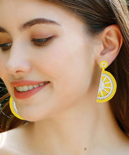 Load image into Gallery viewer, Beautiful Yellow Hand Woven Rice Ball Lemon Drop Earrings