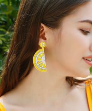 Load image into Gallery viewer, Beautiful Yellow Hand Woven Rice Ball Lemon Drop Earrings