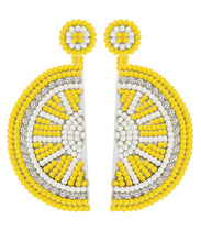 Load image into Gallery viewer, Beautiful Yellow Hand Woven Rice Ball Lemon Drop Earrings