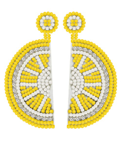 Beautiful Yellow Hand Woven Rice Ball Lemon Drop Earrings