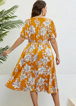 Load image into Gallery viewer, Beautiful Yellow Print Wrinkled Silk Long Dresses Summer