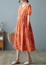 Load image into Gallery viewer, Beautiful Orange Pockets Print O Neck Dress