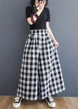 Load image into Gallery viewer, Big Plaid Pockets Patchwork Cotton Straight Pants Wrinkled Summer