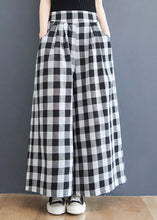 Load image into Gallery viewer, Big Plaid Pockets Patchwork Cotton Straight Pants Wrinkled Summer