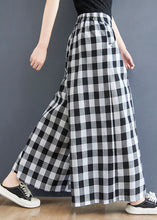 Load image into Gallery viewer, Big Plaid Pockets Patchwork Cotton Straight Pants Wrinkled Summer