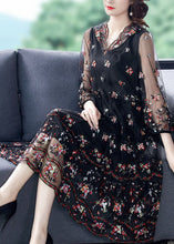 Load image into Gallery viewer, Black Hollow Out Tulle Dress Ruffled Exra Large Hem Summer