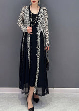 Load image into Gallery viewer, Black Patchwork Button Tulle Long Dresses Long Sleeve
