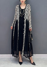 Load image into Gallery viewer, Black Patchwork Button Tulle Long Dresses Long Sleeve