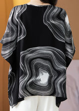 Load image into Gallery viewer, Black Patchwork Print Silk Blouse Tops O Neck Summer